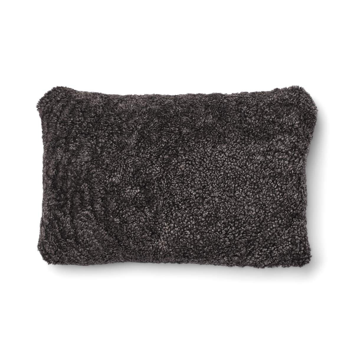 Short Wool Sheepskin Cushion | Two-sided |52x52 cm | 34x52 cm Brown/Cappuccino