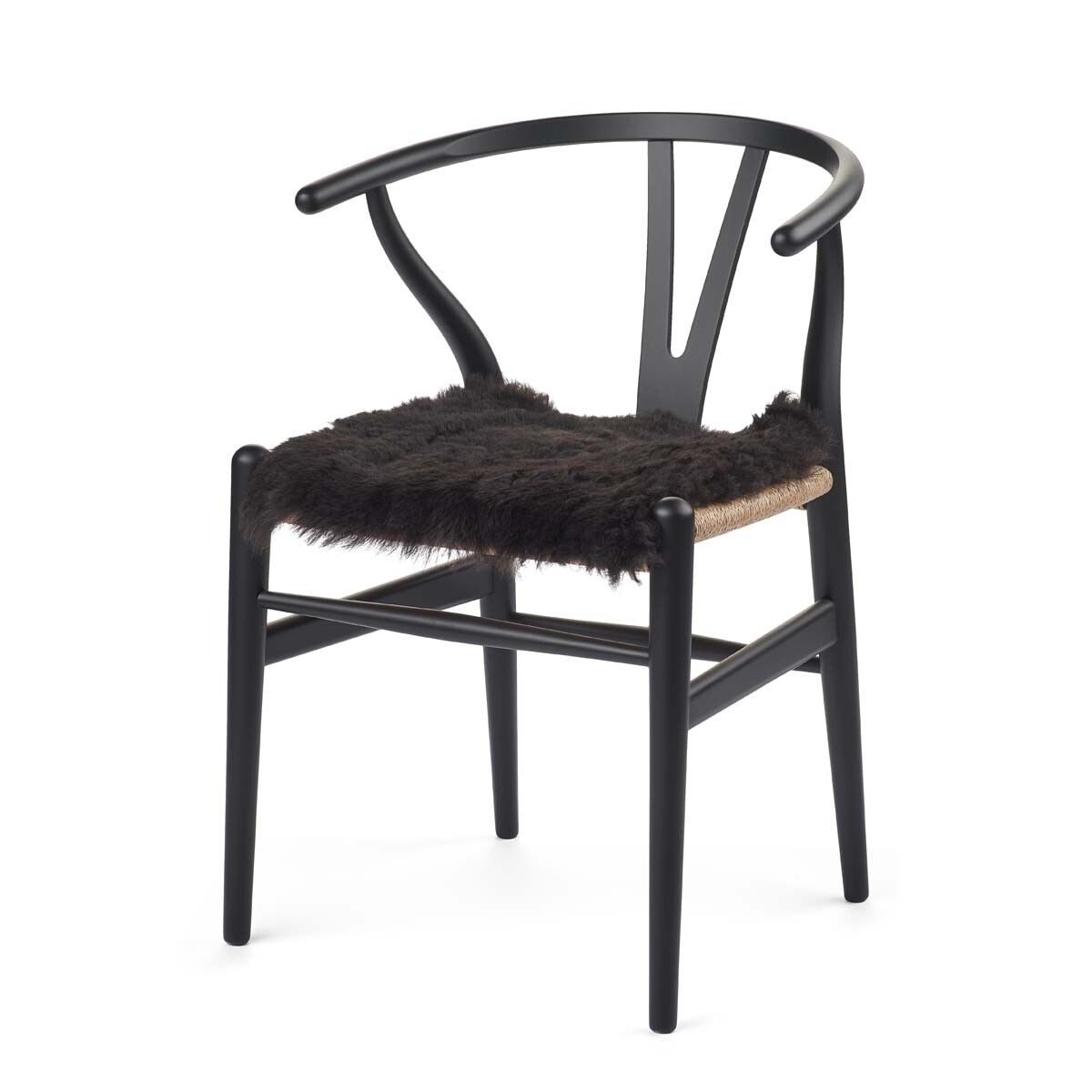 Short Wool Sheepskin Seat Cover | 40x40 cm Blacky