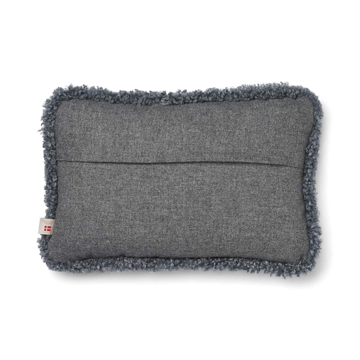 Wool Cushion | Short Wool Trim | 34x52 cm Stone/Light Grey