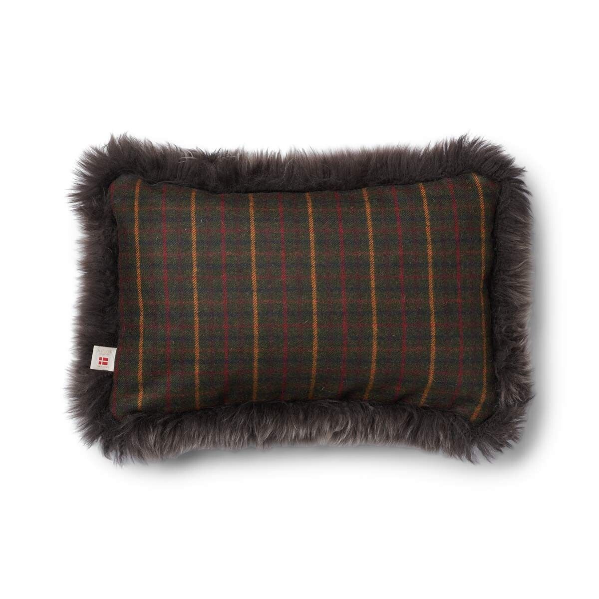 Two-sided Cushion | Long Wool | 34x52 cm Kilberry Fir-Dark Green/Walnut