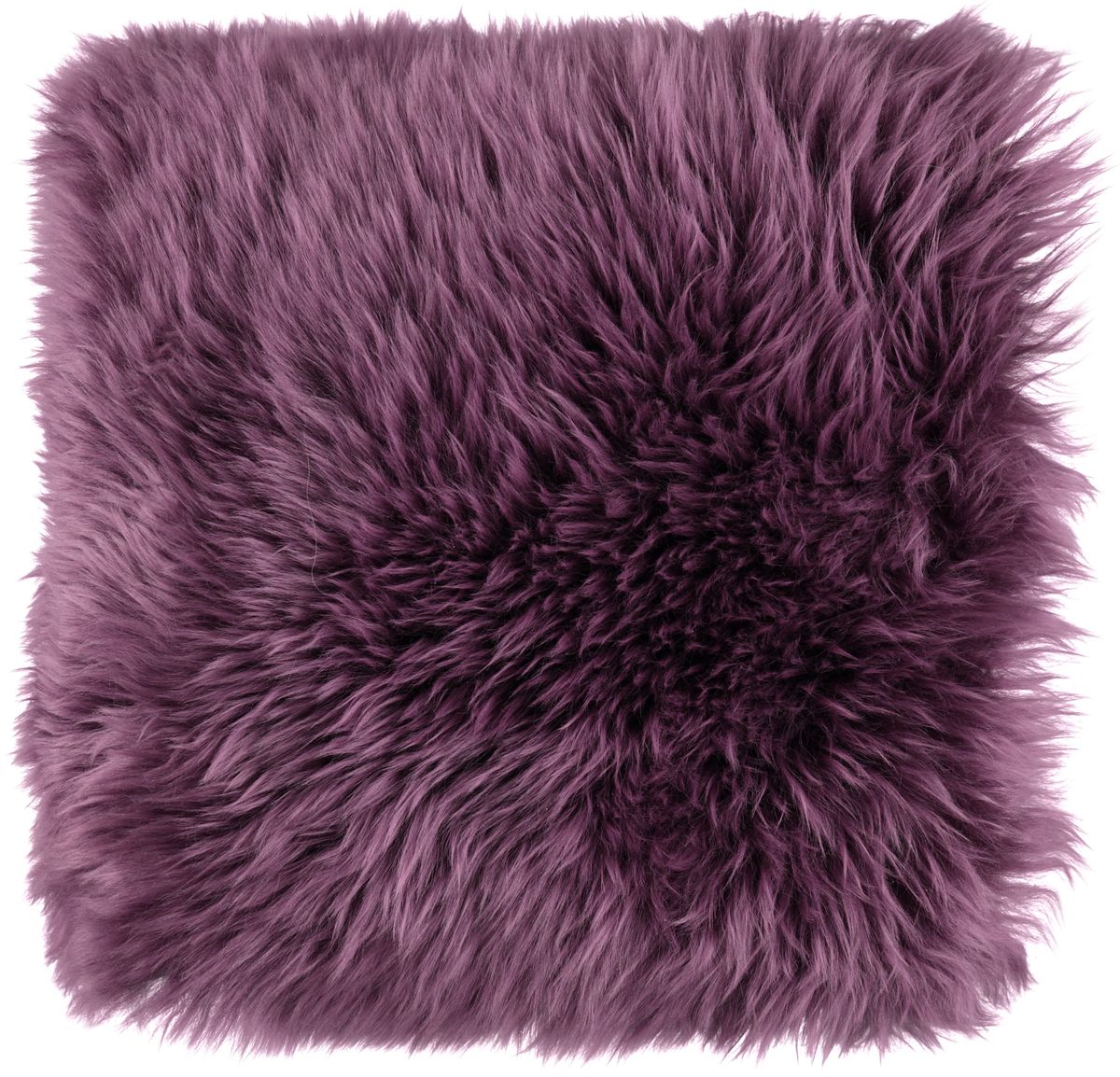Long Wool Sheepskin Cushion | 50x50 cm Aubergine