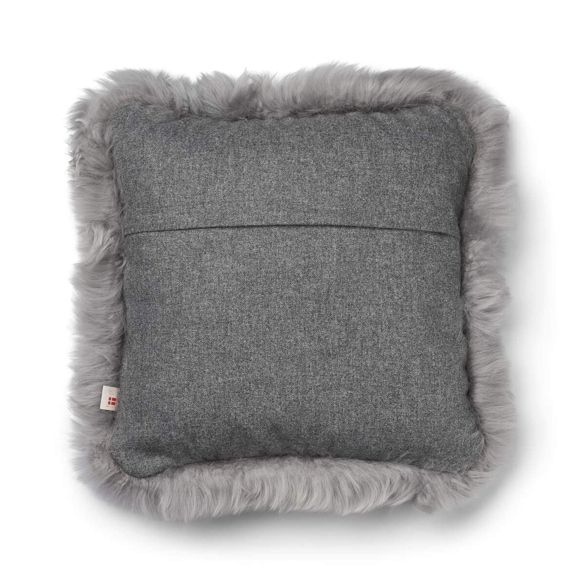 Wool Cushion | Long Wool Trim | 52x52 cm | 34x52 cm Stone/Light Grey