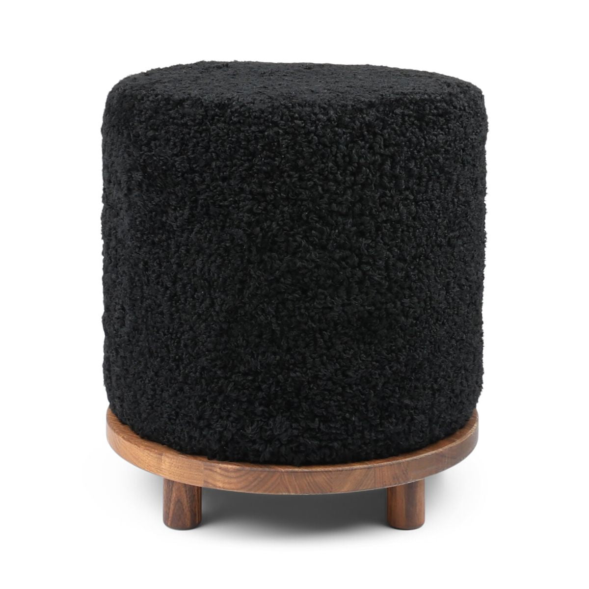 Simon Stool | Short Wool | D46xH52 cm Black