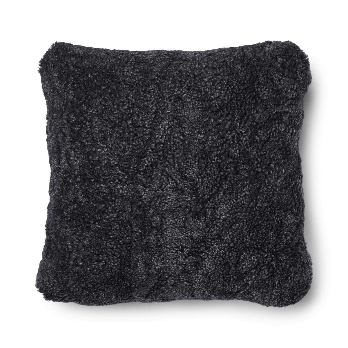Short Wool Sheepskin Cushion | Two-sided |52x52 cm | 34x52 cm Charcoal/Anthracite