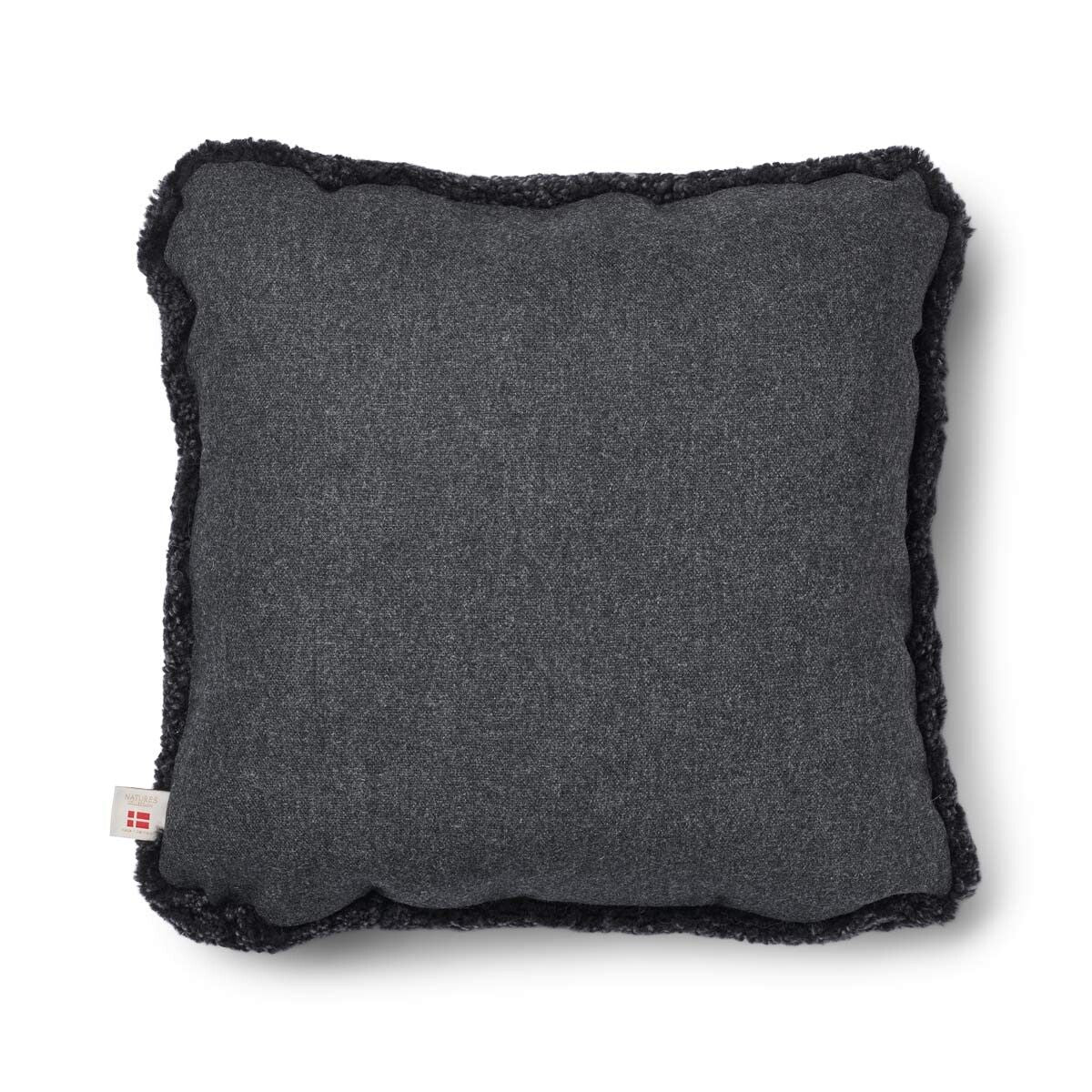 Short Wool Sheepskin Cushion | Two-sided |52x52 cm | 34x52 cm Charcoal/Anthracite