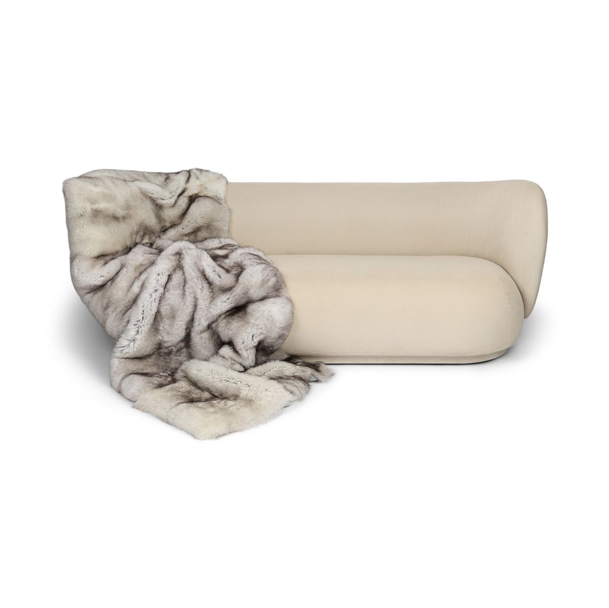 Premium Fox Throw | Cashmere Backing | Blue Fox | 220x85 cm
