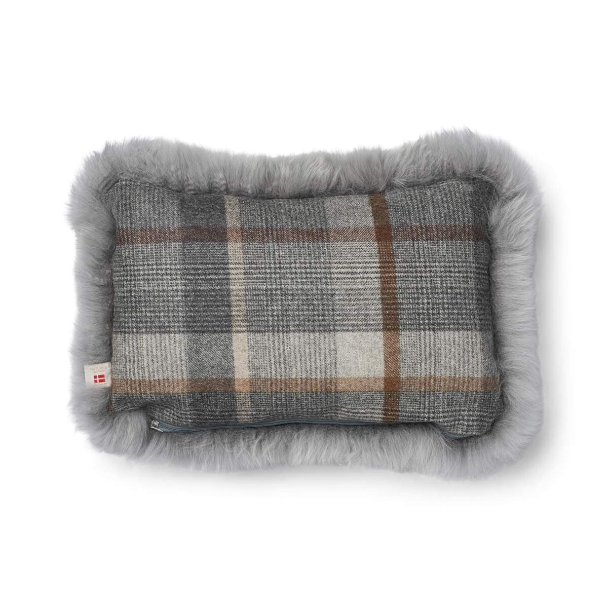Two-sided Cushion | Long Wool | 52x52 cm | 34x52 cm Glencheck-Grey/Light Grey