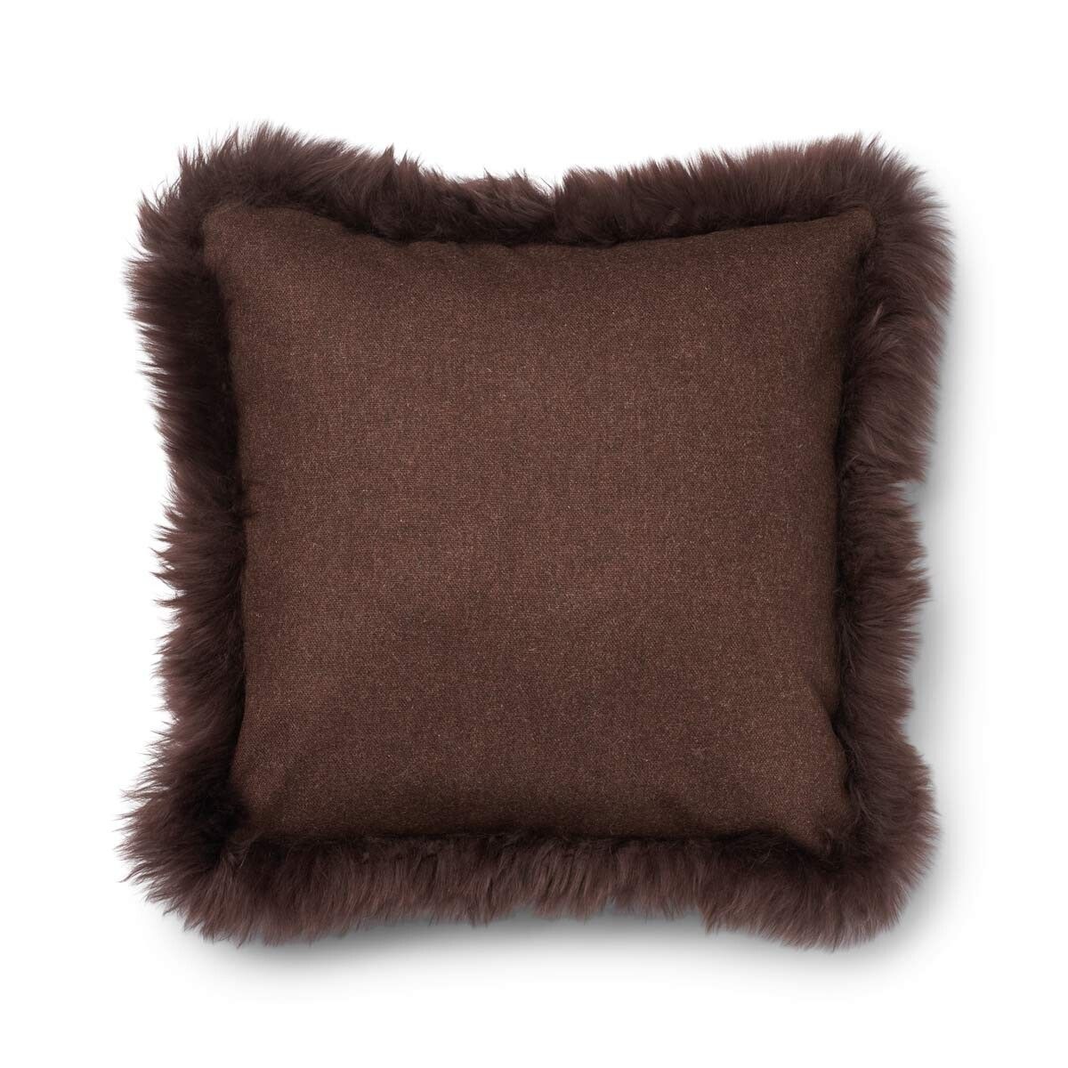Wool Cushion | Long Wool Trim | 52x52 cm | 34x52 cm Brown/Chocolate