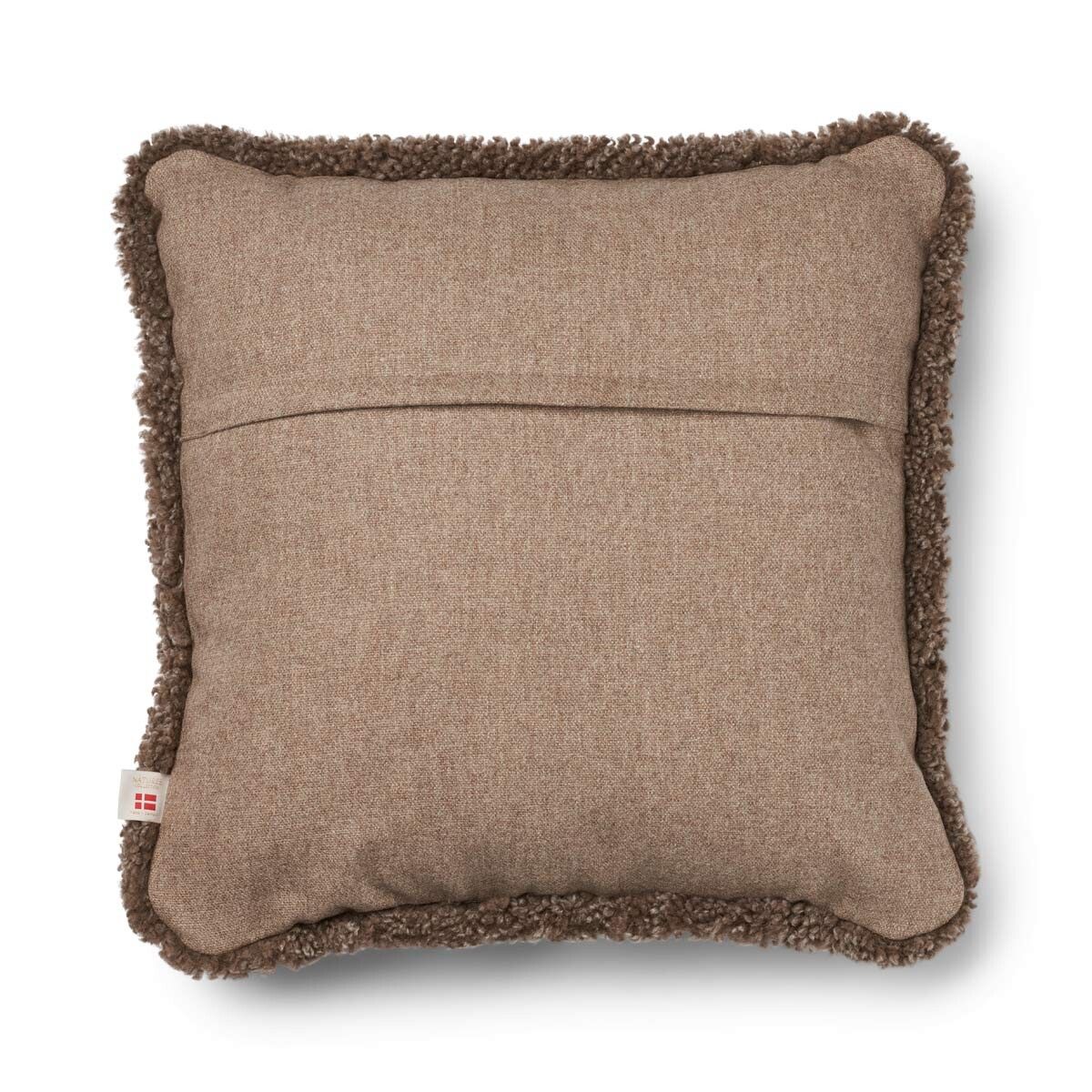Wool Cushion | Short Wool Trim | 52x52 cm Beige/Taupe