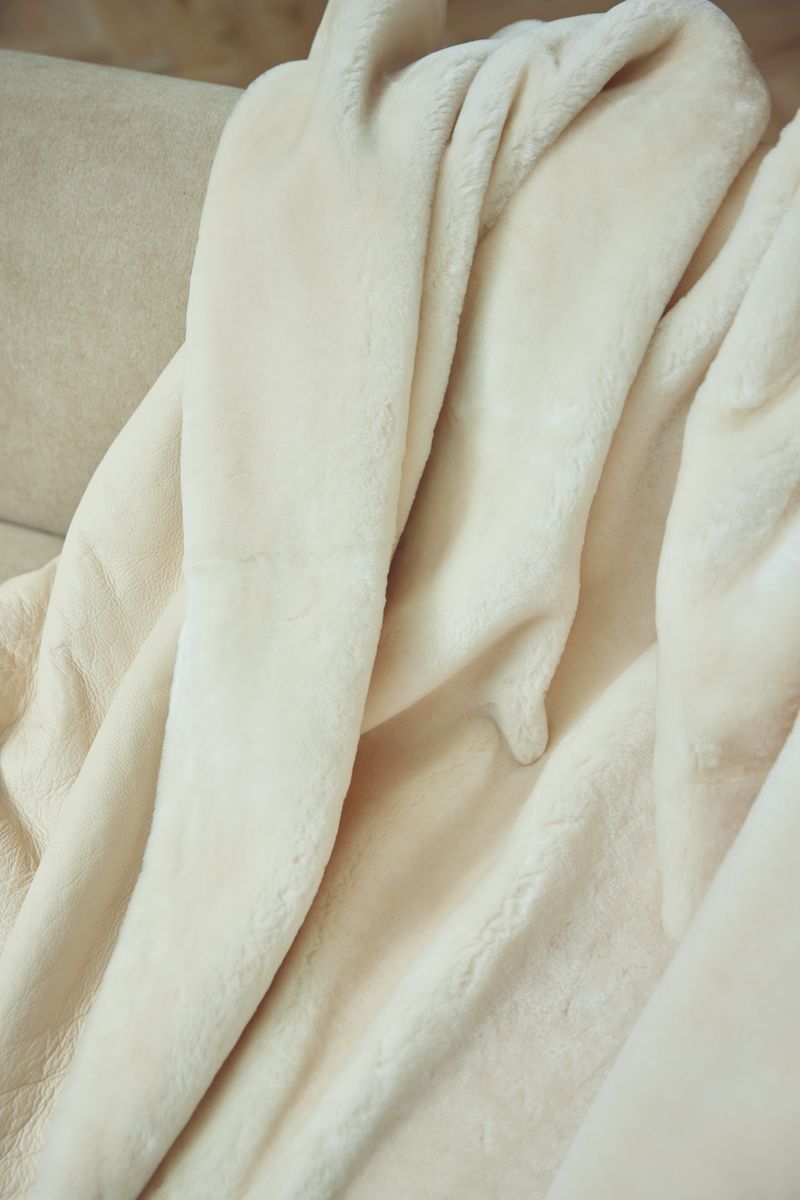 Angelina Throw | Double Face Sheepskin Leather Brown/Ivory