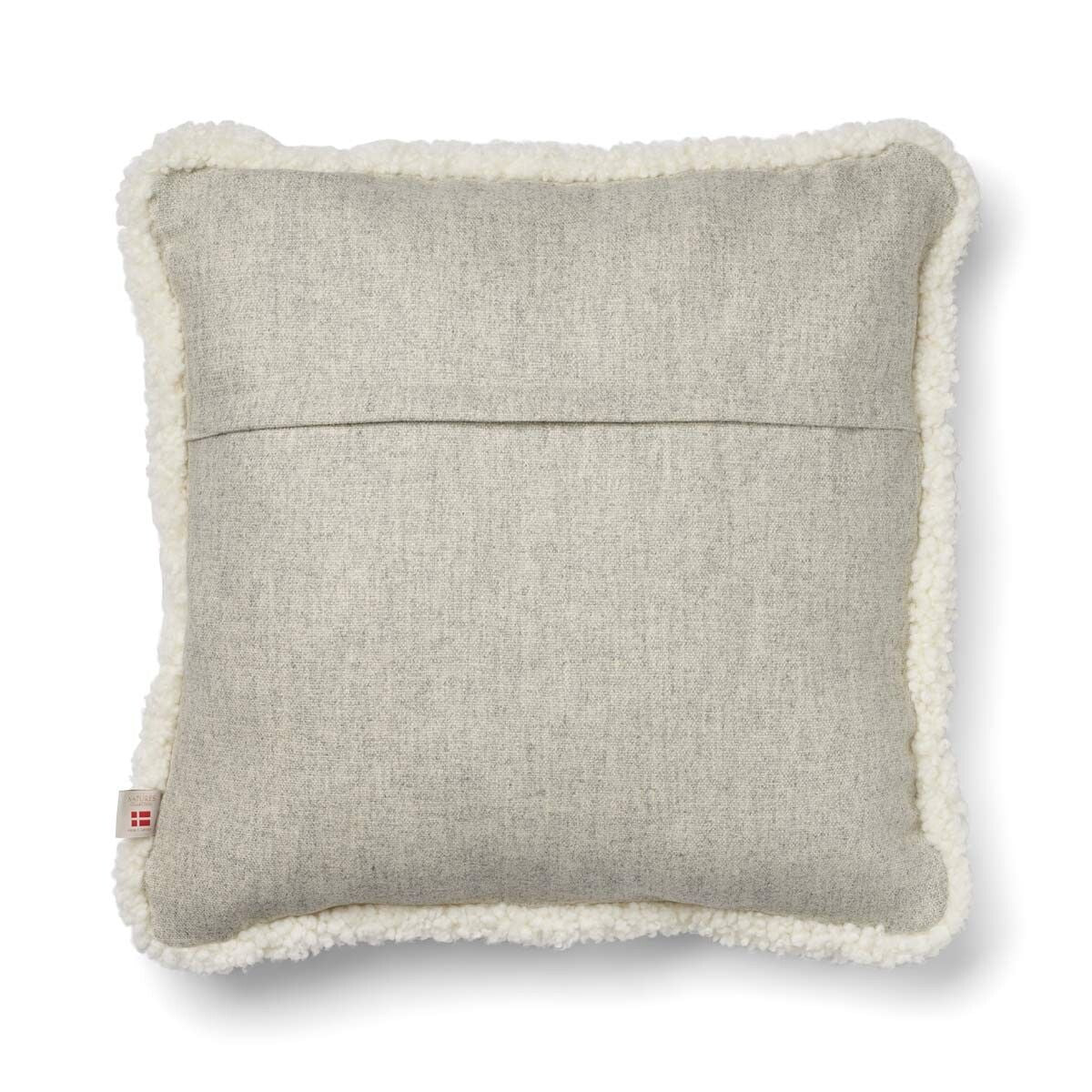 Wool Cushion | Short Wool Trim | 52x52 cm Silver/Ivory