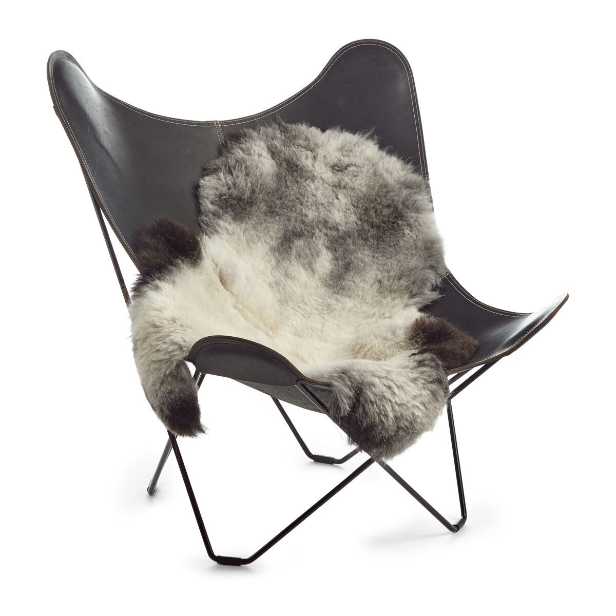 Icelandic Sheepskin | Short Wool | 100-120 cm Natural Grey Dark Edge