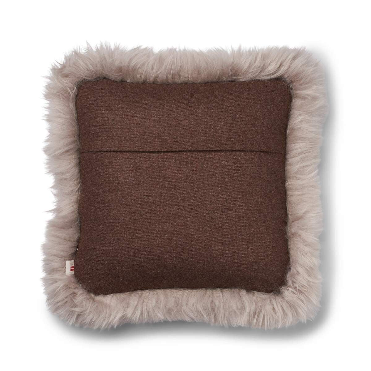 Wool Cushion | Long Wool Trim | 52x52 cm | 34x52 cm Brown/Dove