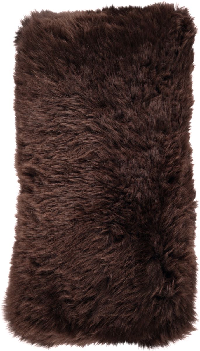 Long Wool Sheepskin Cushion | 28x56 cm Chocolate