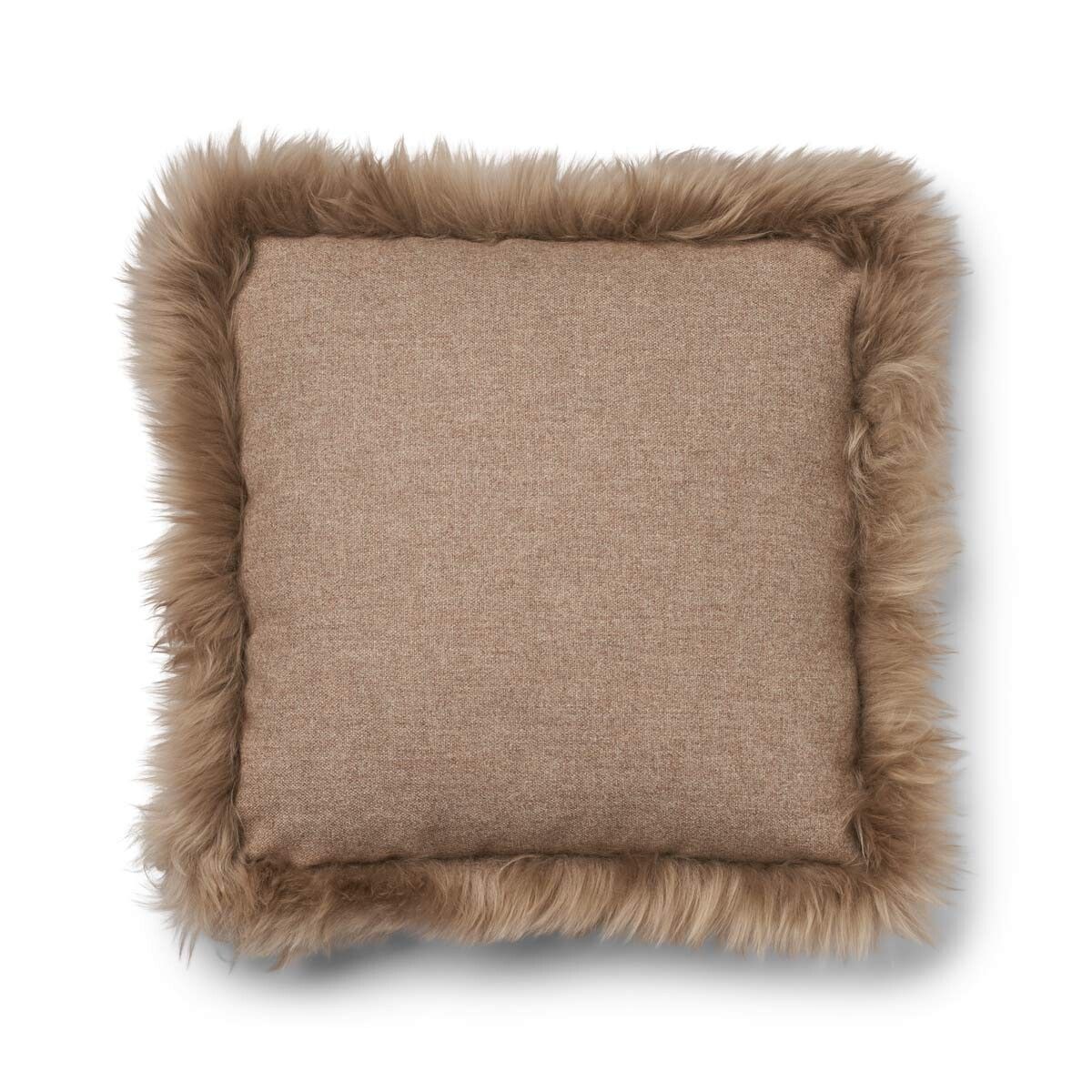 Wool Cushion | Long Wool Trim | 52x52 cm | 34x52 cm Beige/Taupe