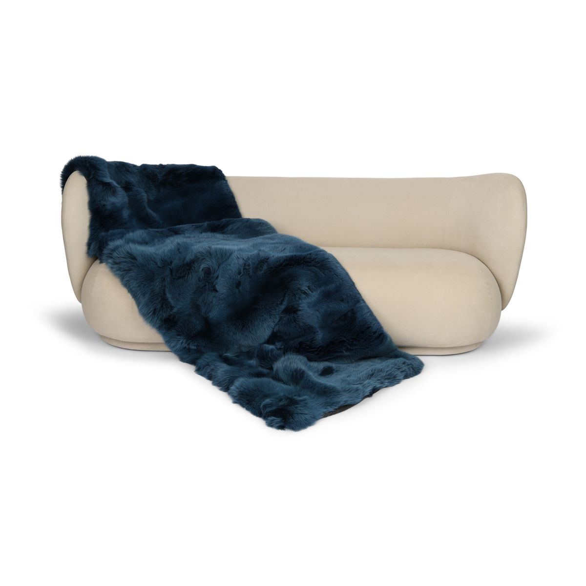 Premium Fox Throw | Cashmere Backing | Blue Indigo | 80x260 cm
