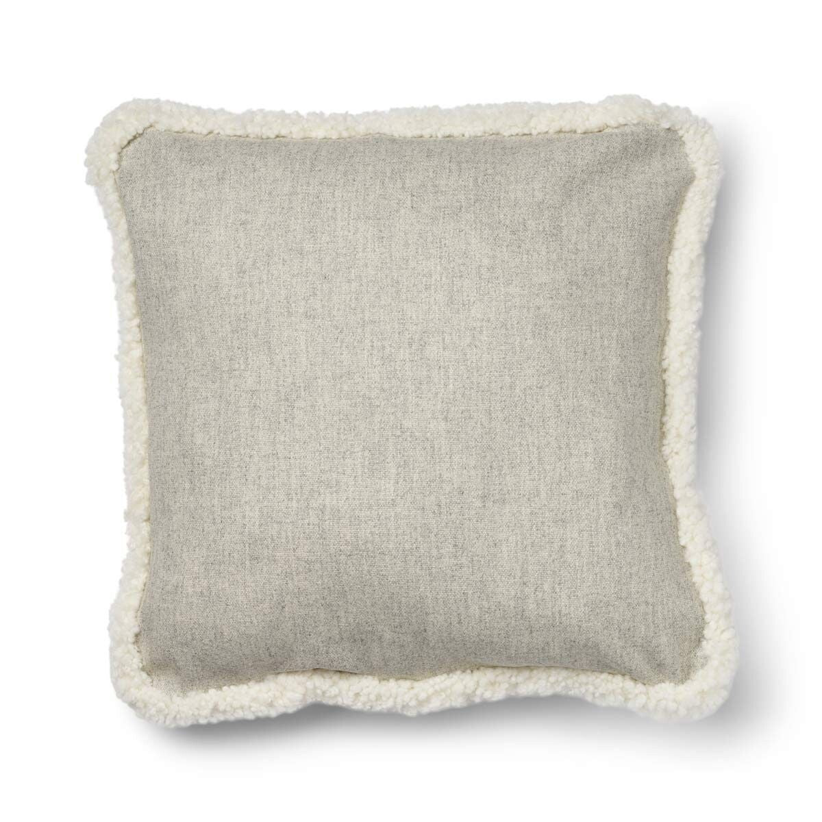 Wool Cushion | Short Wool Trim | 52x52 cm Silver/Ivory