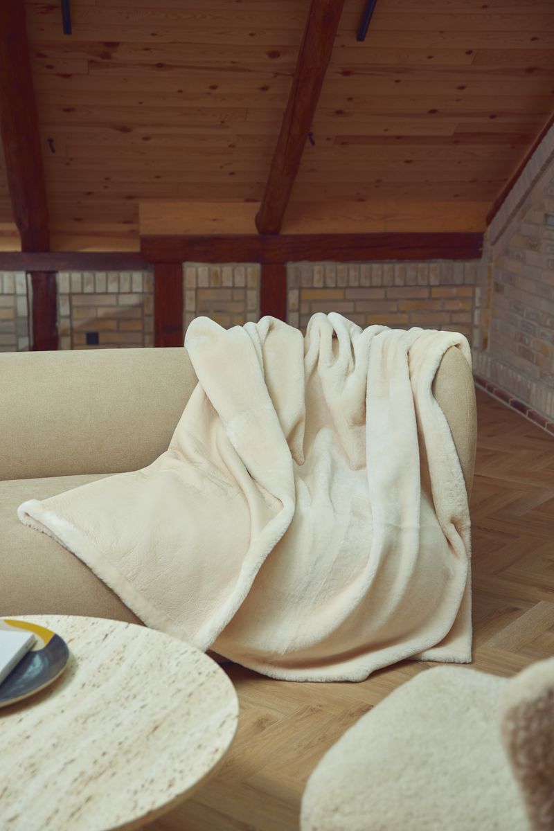 Angelina Throw | Double Face Sheepskin Leather Brown/Ivory