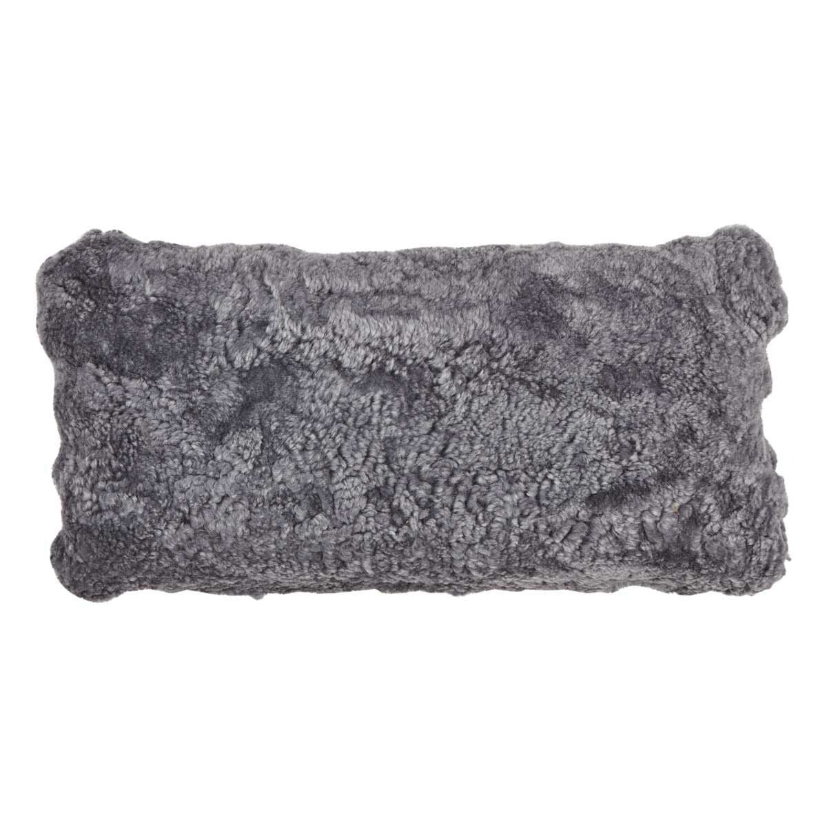Short Wool Sheepskin Cushion | Doublesided | 30x60 cm Light Grey