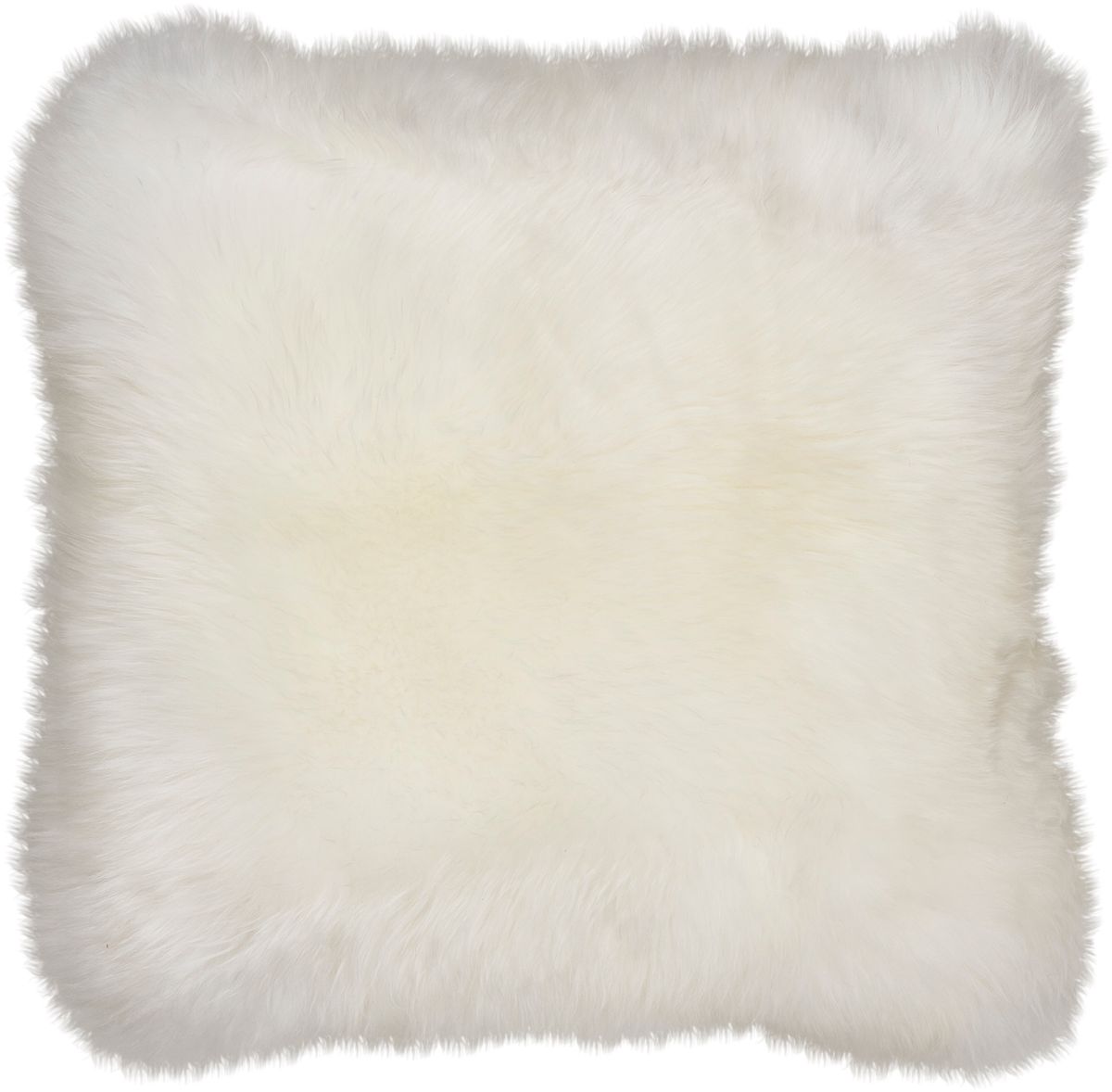 Long Wool Sheepskin Cushion | Leather backing Ivory