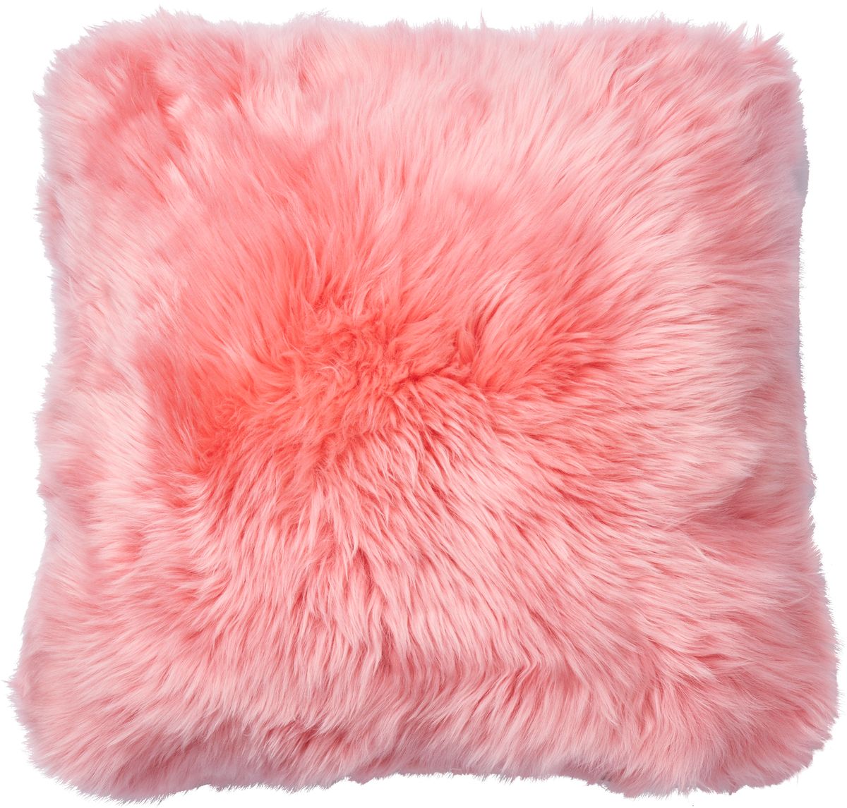 Long Wool Sheepskin Cushion | Doublesided | New Zealand | 45x45 cm Coral Pink