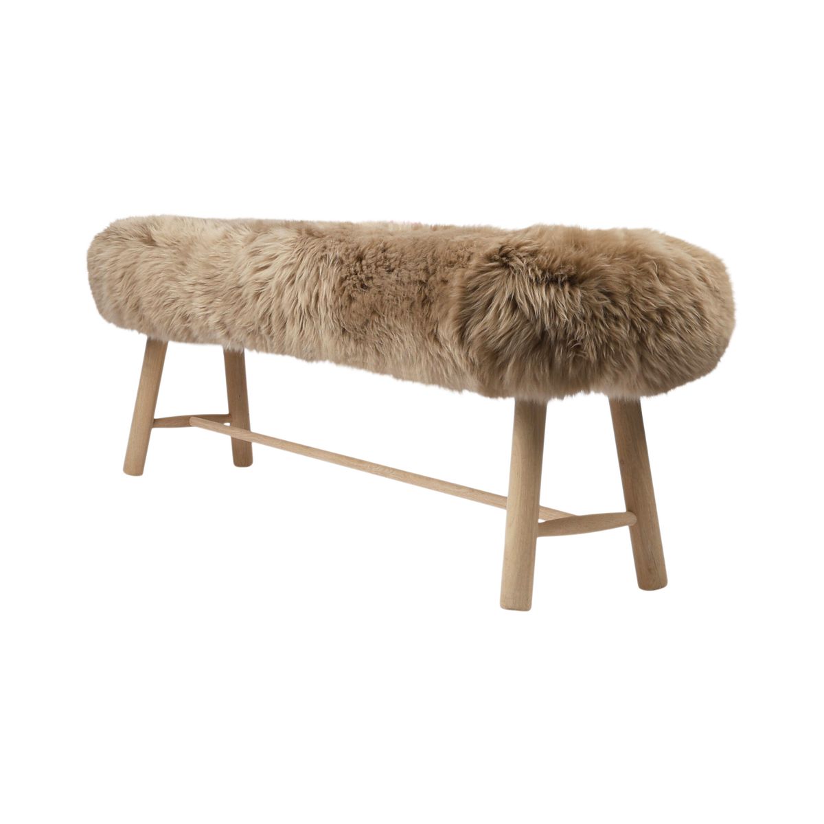 Theodor Bench | New Zealand Long Wool Sheepskin | Oak Legs