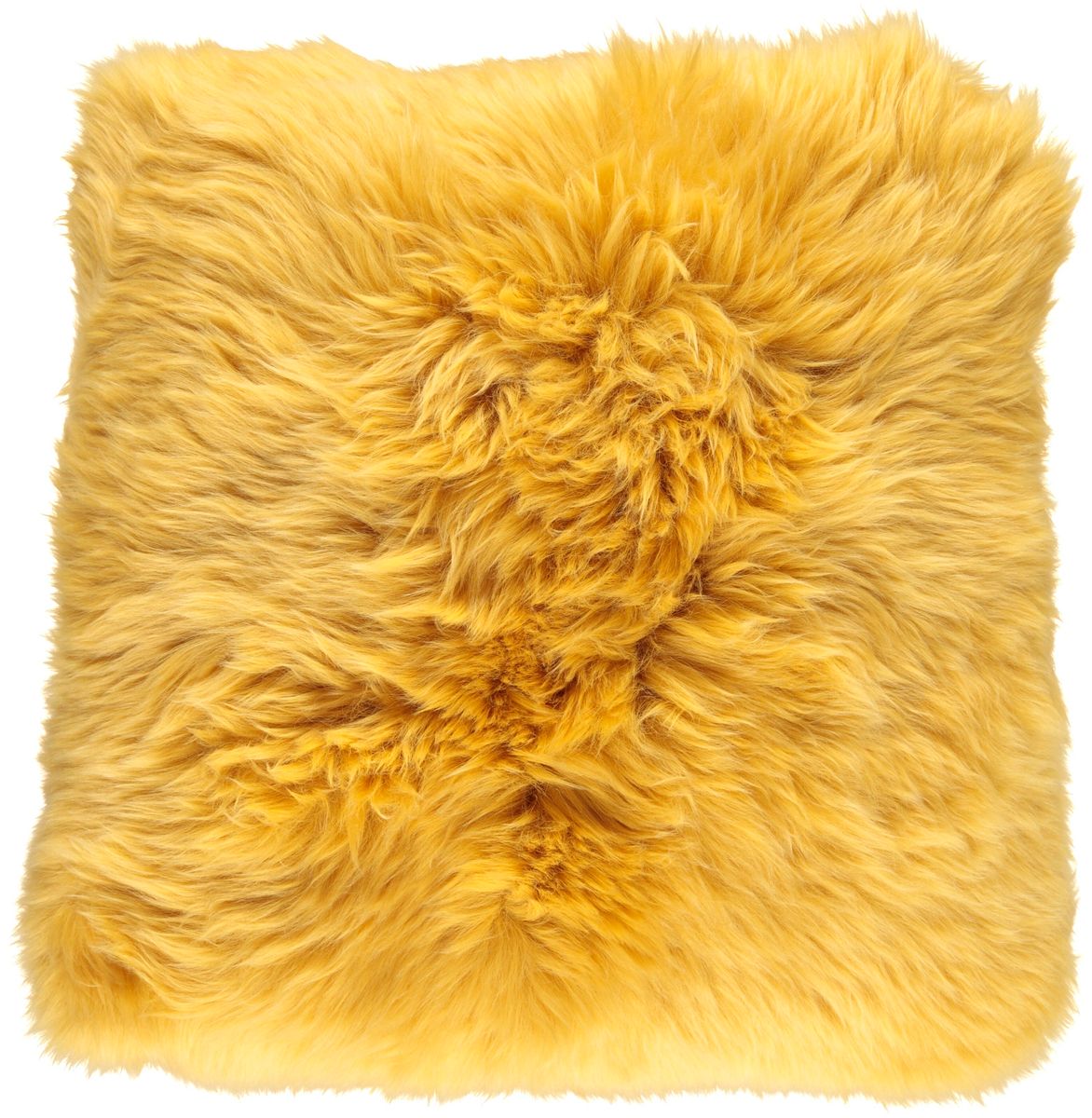 Long Wool Sheepskin Cushion | 35x35 cm Imperial Yellow