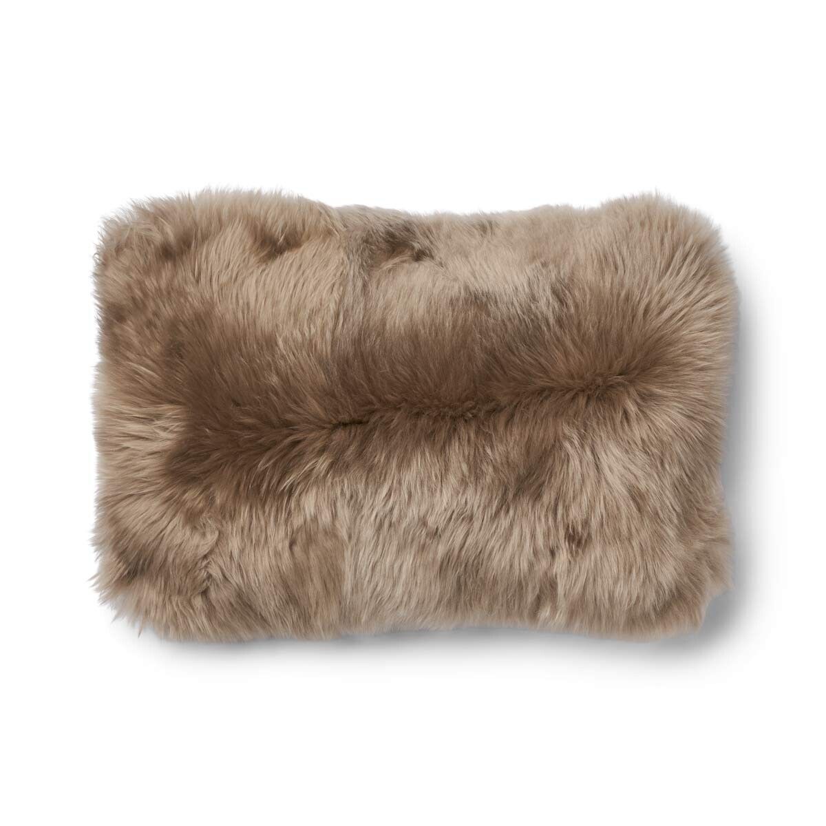Two-sided Cushion | Long Wool | 34x52 cm Cocoa-Dark Brown/Taupe