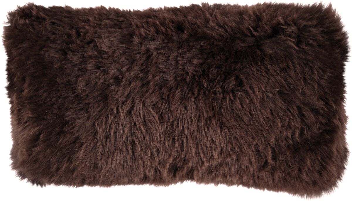 Long Wool Sheepskin Cushion | Doublesided | New Zealand | 25x50 cm Chocolate