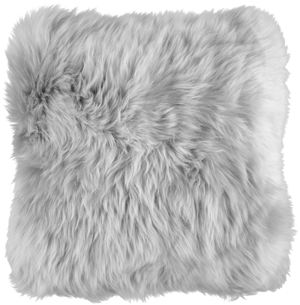 Long-Wool Sheepskin Cushion | Double Sided | 56x56 cm | 40x40 cm Light Grey