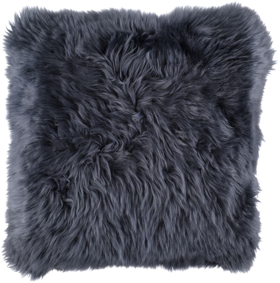 Long Wool Sheepskin Cushion | 35x35 cm Navy