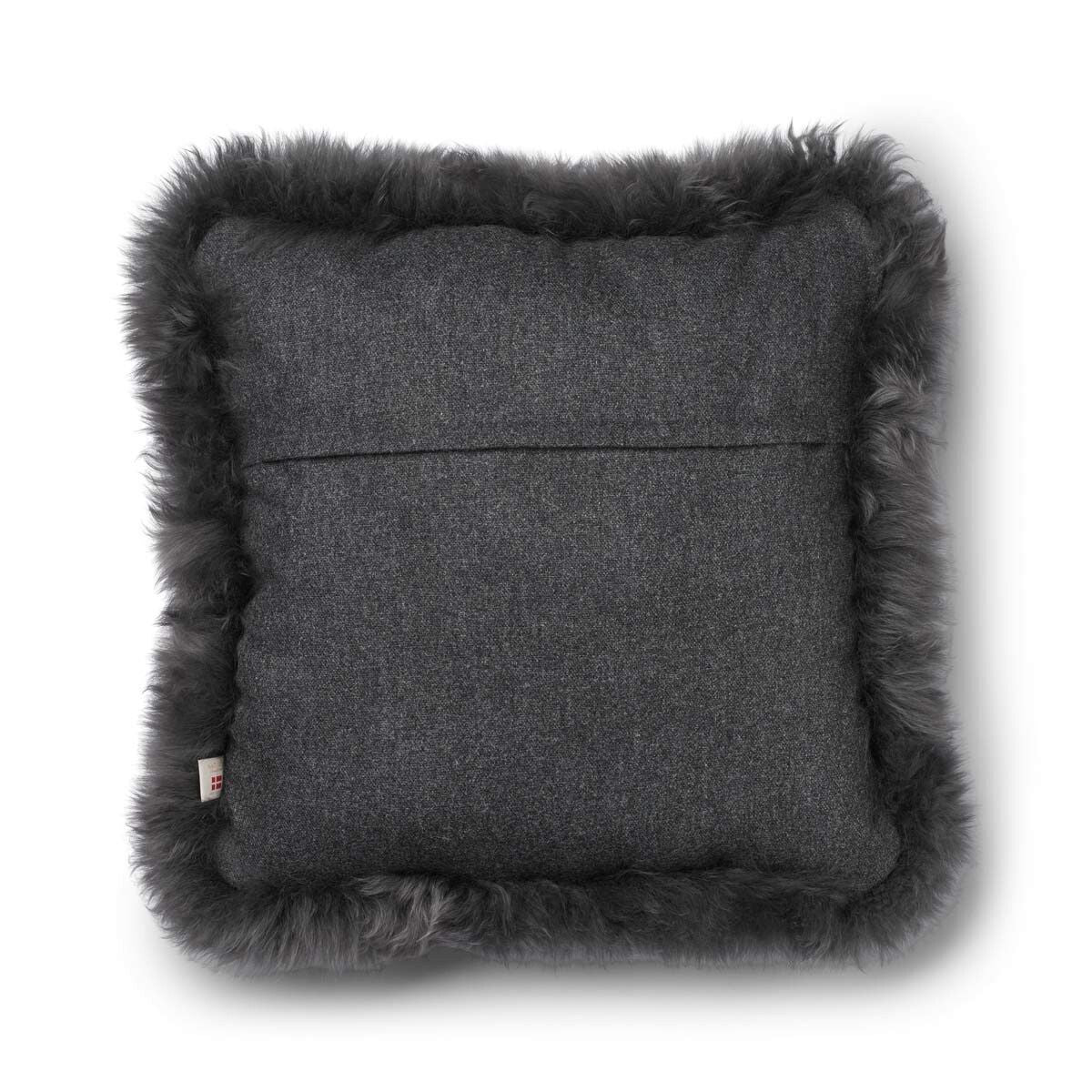 Wool Cushion | Long Wool Trim | 52x52 cm | 34x52 cm Rock/Steel