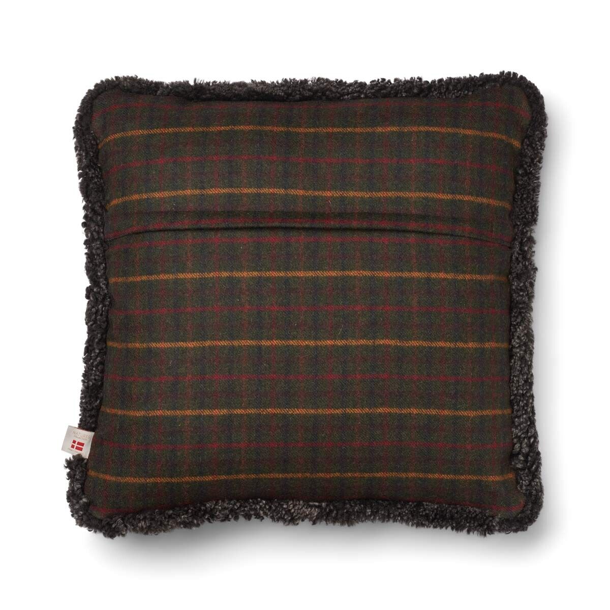 Wool Cushion | Doublesided | Short Wool trim | 52x52 cm Kilberry Fir-Dark Green/Cappuccino