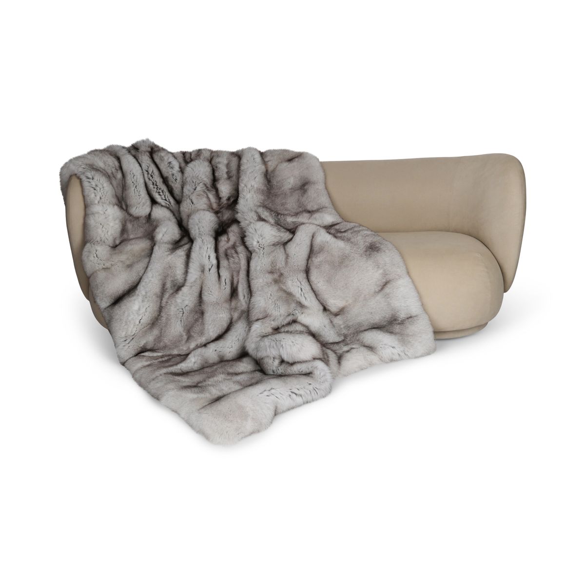 Premium Fox Throw | Cashmere Backing | Blue Fox | 240x160 cm