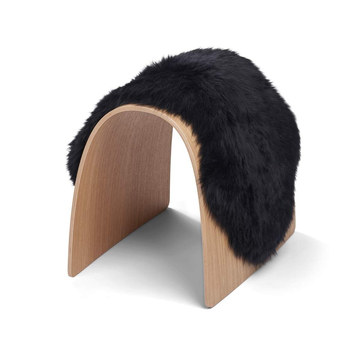 Sheep Stool Cover | Long Wool Black
