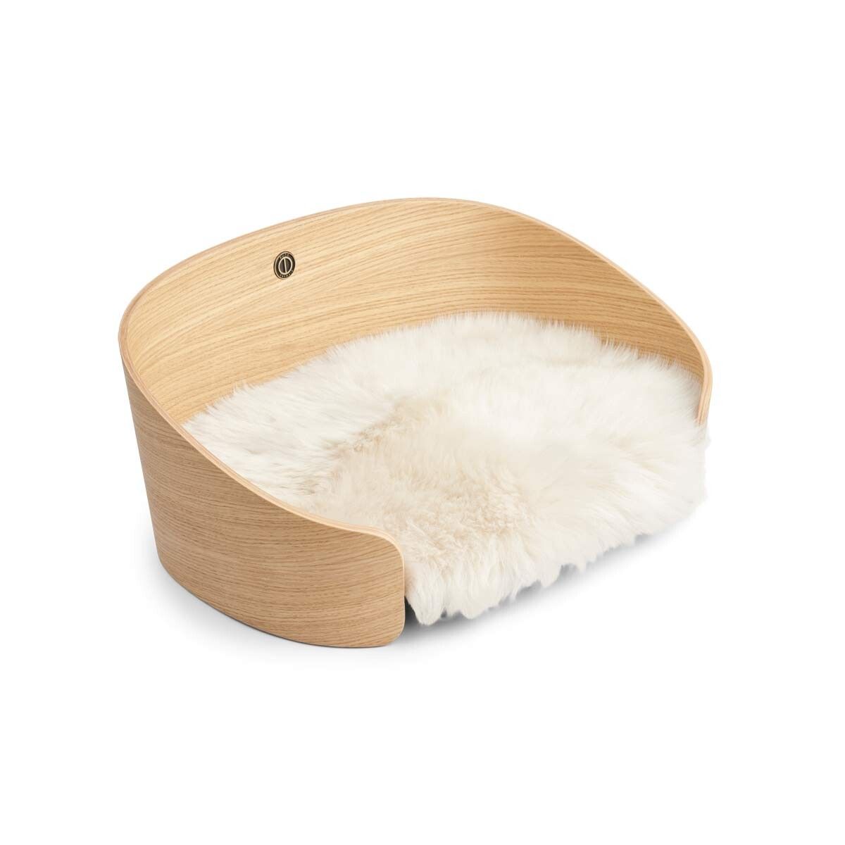 Pet Bed Natural Oak/Linen Sheepskin