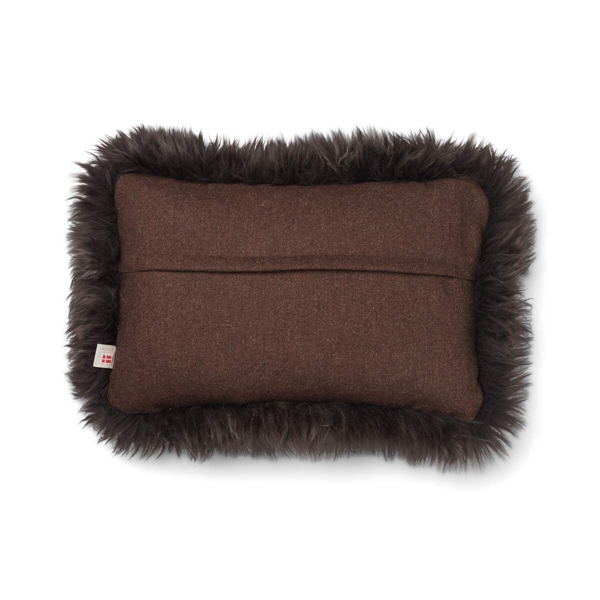 Wool Cushion | Long Wool Trim  | 52x52 cm | 34x52 cm Brown/Walnut