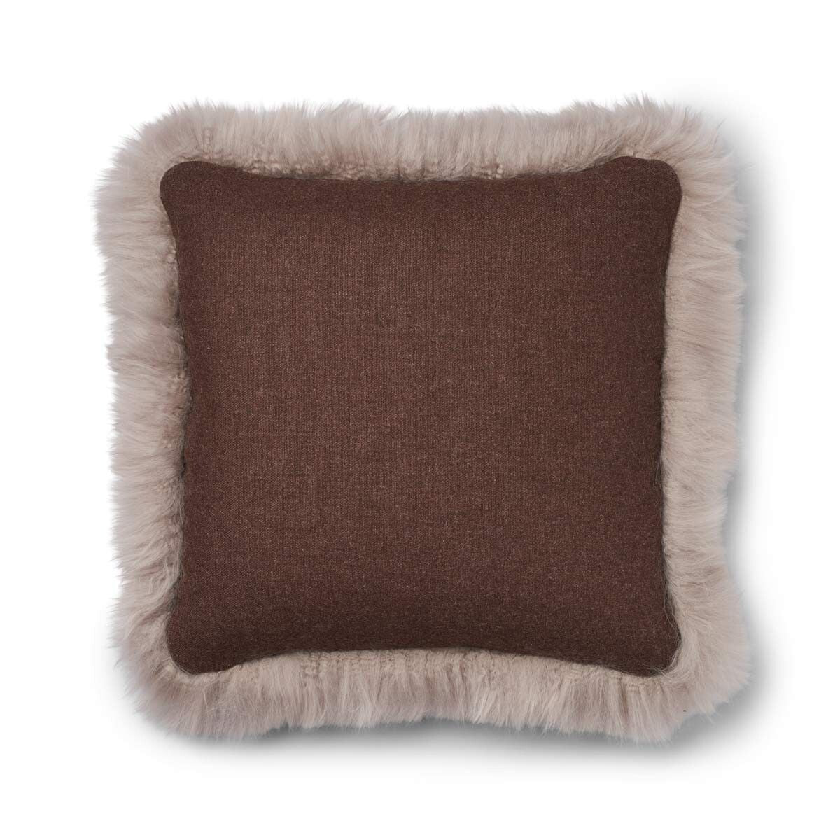 Wool Cushion | Long Wool Trim | 52x52 cm | 34x52 cm Brown/Dove
