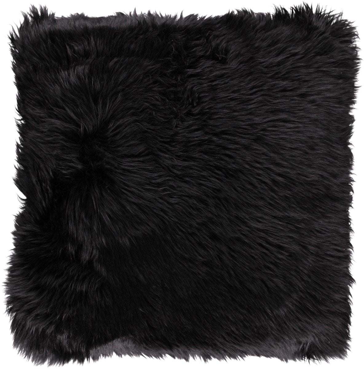 Long Wool Sheepskin Cushion | 50x50 cm Black