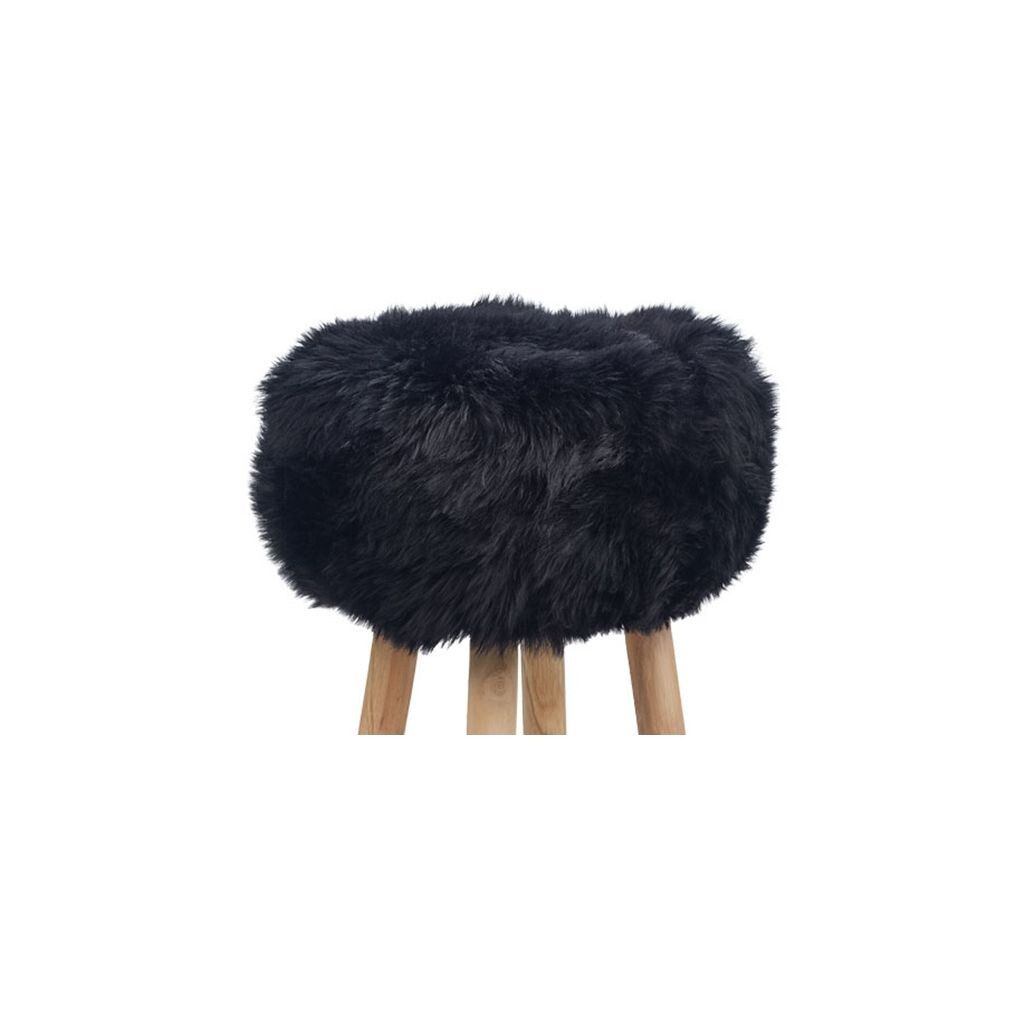 Sheepskin Stool Cover | Ø35xH17 cm Black