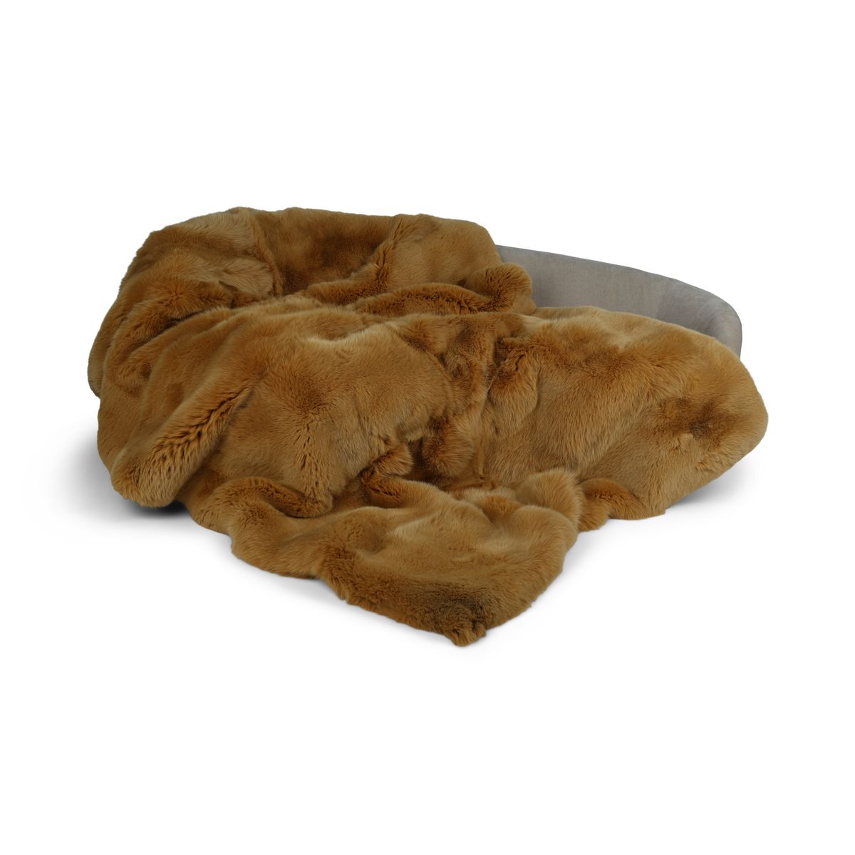 Premium Fox Throw | Cashmere Backing | Mustard | 240x170 cm