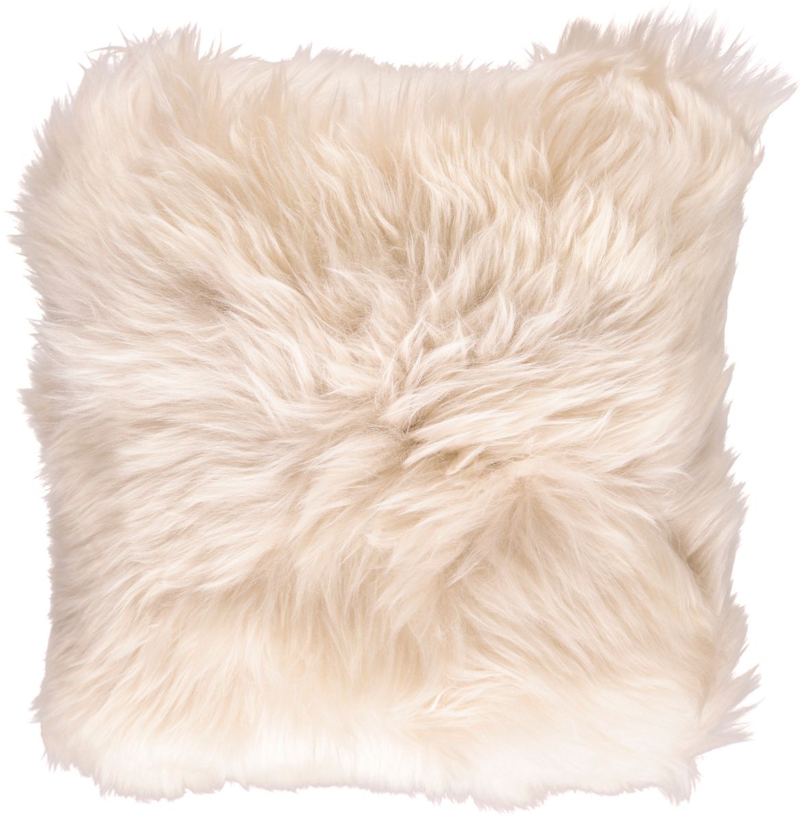 Long Wool Sheepskin Cushion | Leather backing Linen