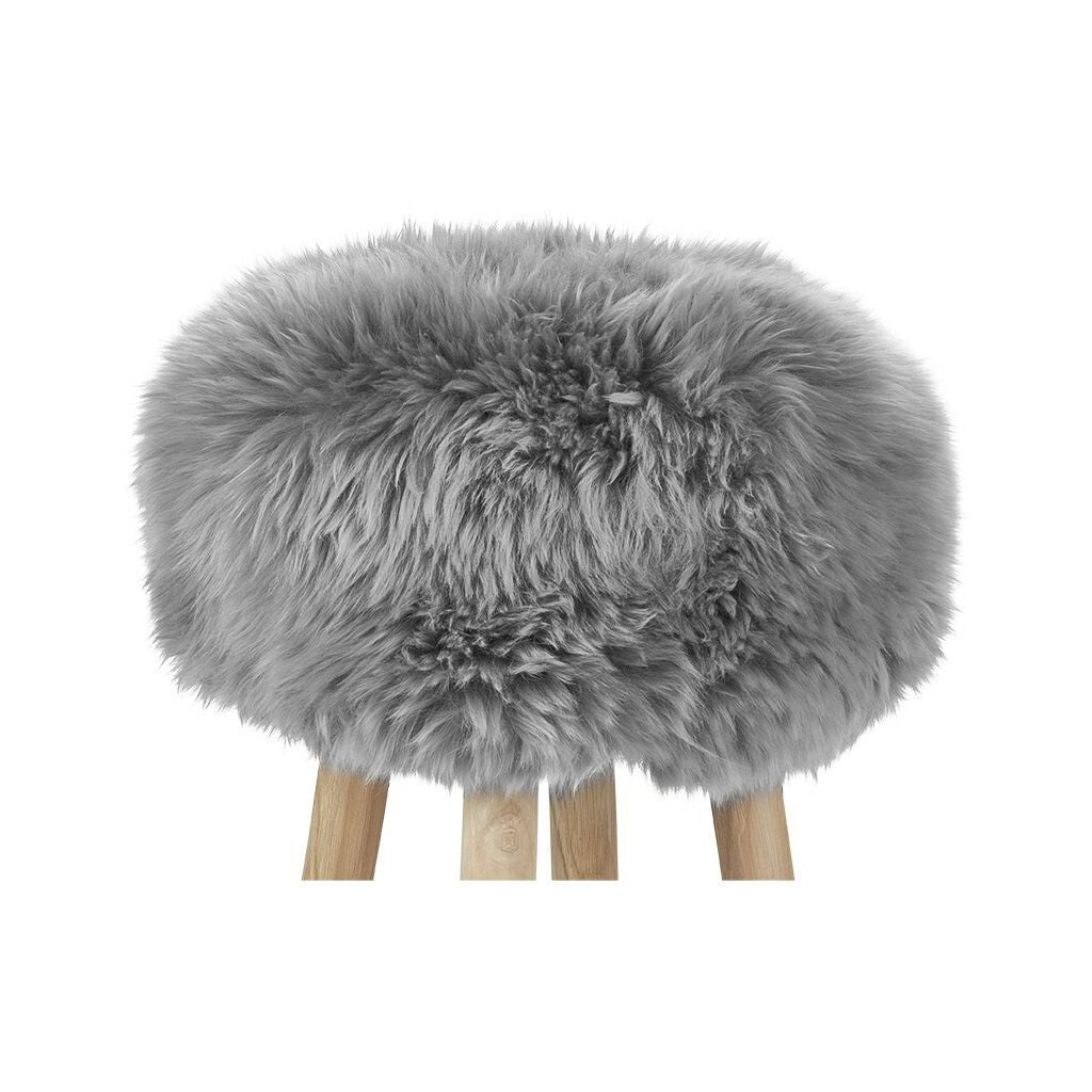 New Zealand Sheepskin Stool / Bar Stool Cover | Ø35xH17 cm Light Grey