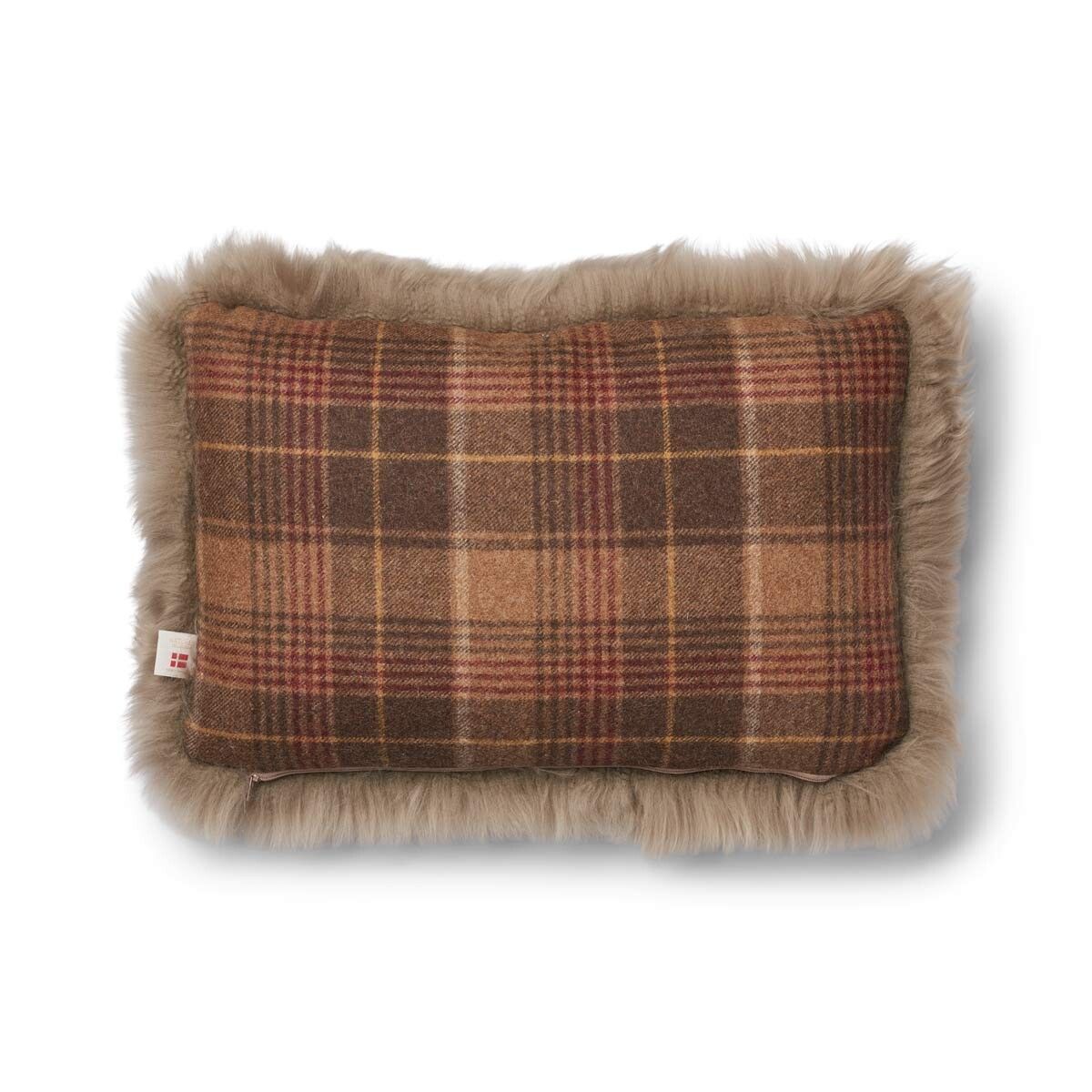 Two-sided Cushion | Long Wool | 34x52 cm Cocoa-Dark Brown/Taupe