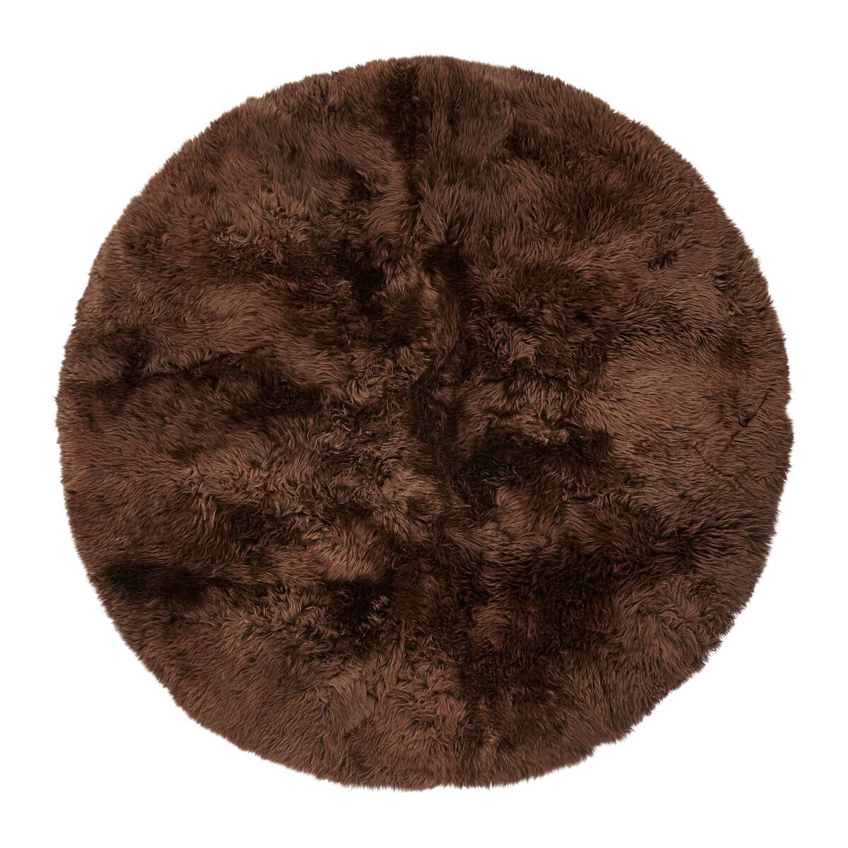 Long Wool Sheepskin Design Rug | Ø140 cm Chocolate