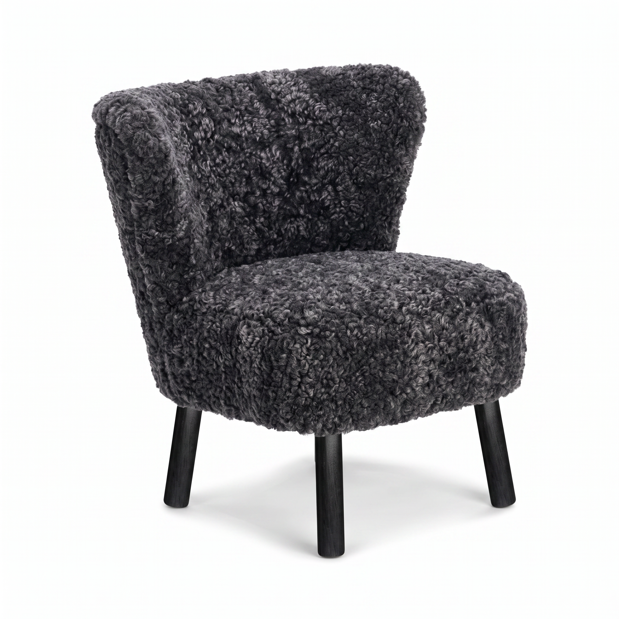 Emily Lounge Chair | Short Wool Anthracite - Black Beech Legs