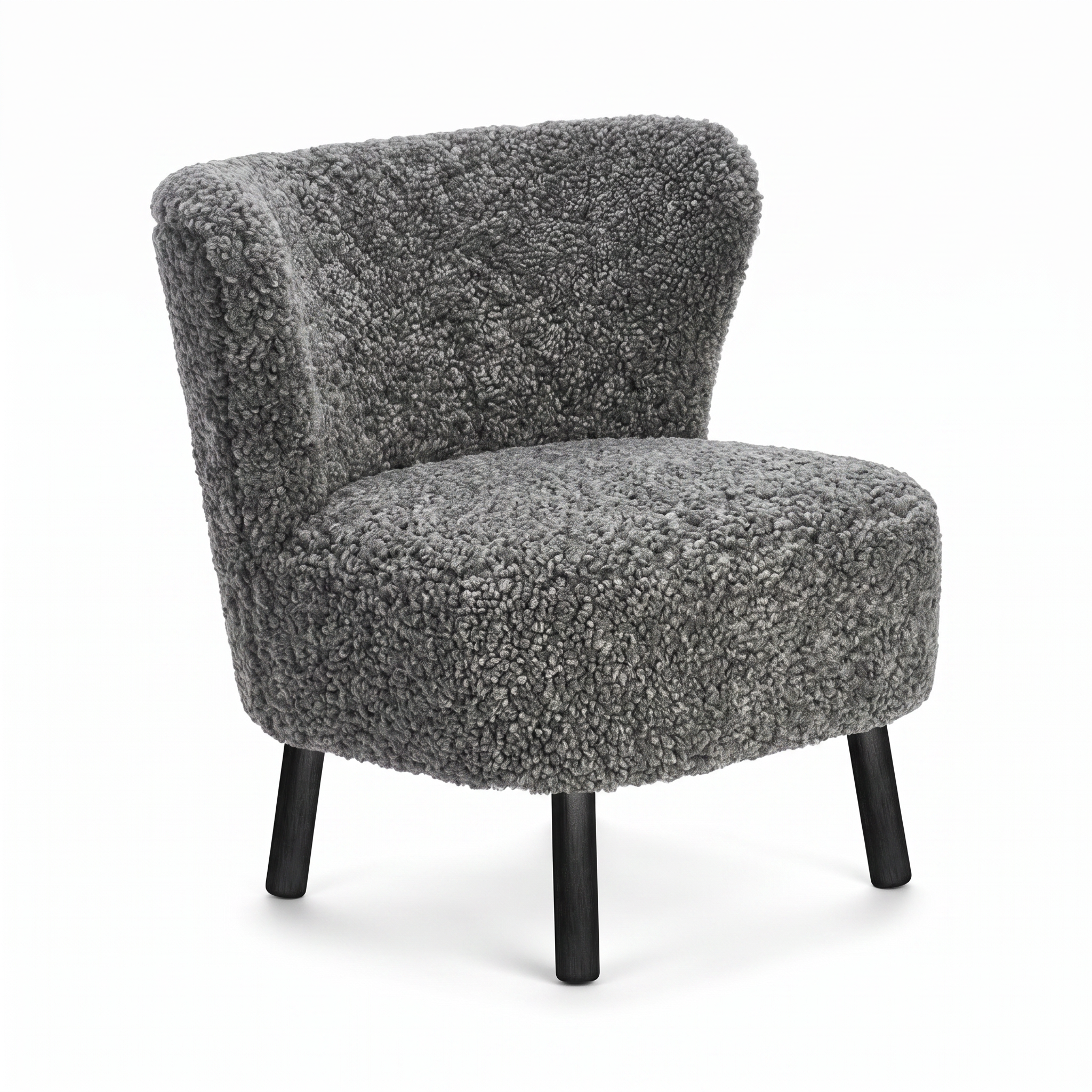 Emil Lounge Chair | Short Wool Graphite - Black Beech Legs