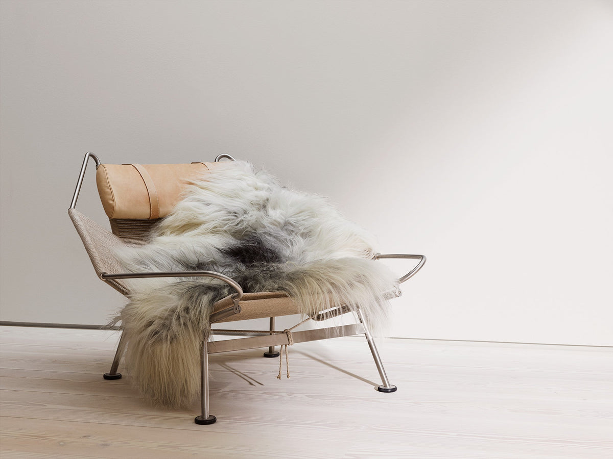 Natural sheepskin and wool textiles in a family home