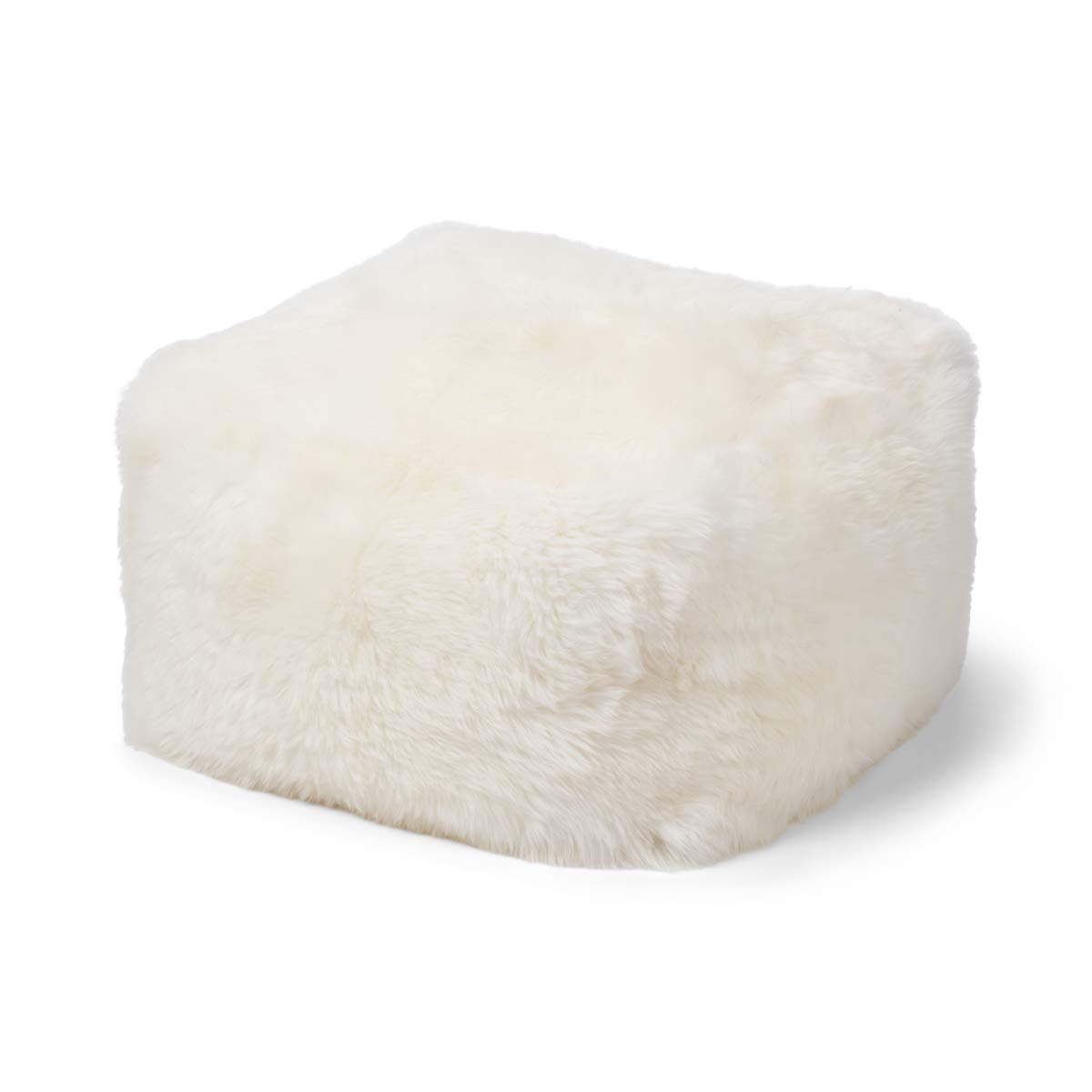 Square Pouf | 50x50x32 cm. | New Zealand Sheepskin | LW | Calf Leather Backing