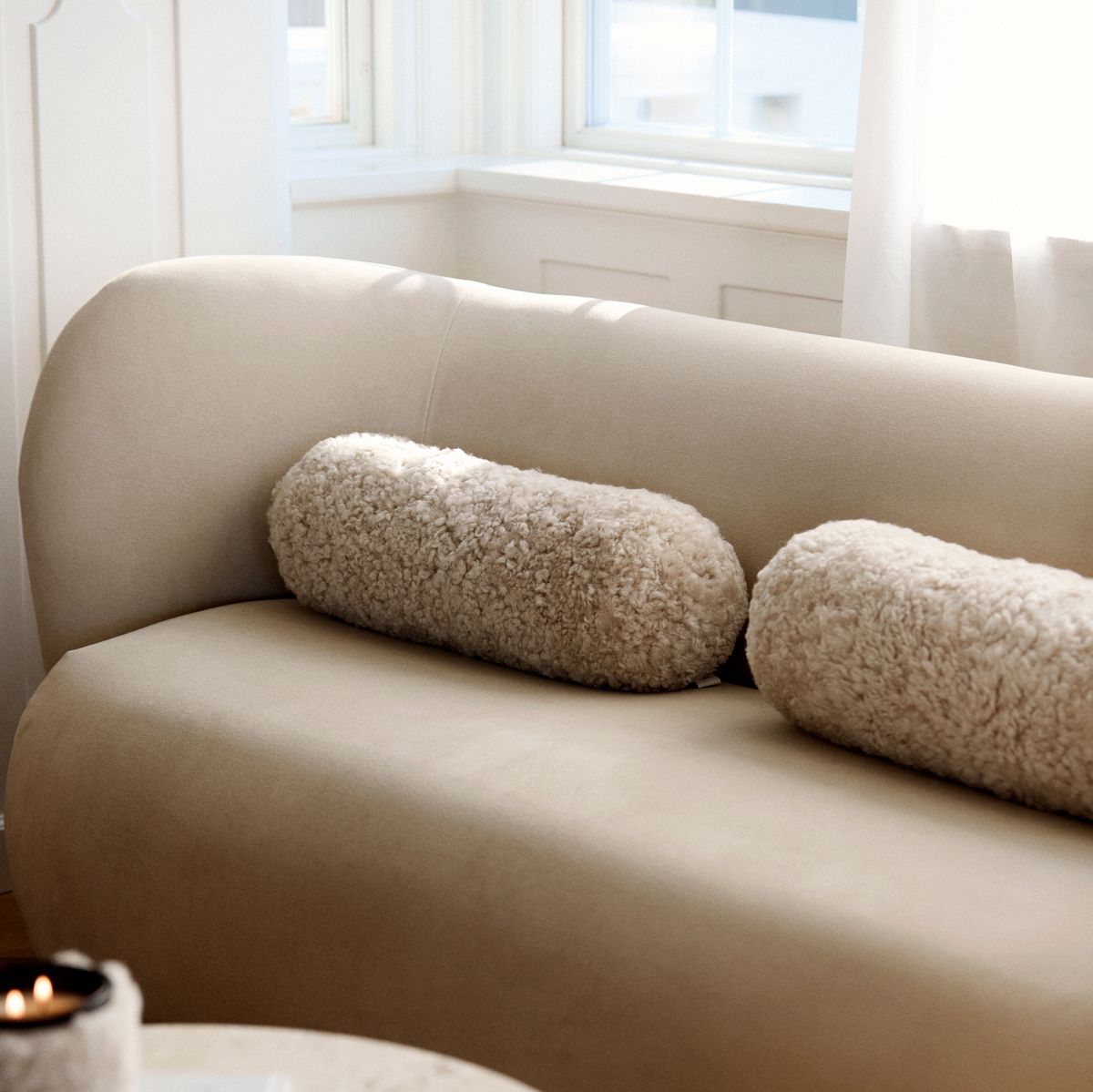 Bolster Cushion | 20x52cm | New Zealand Sheepskin | SW Anthracite